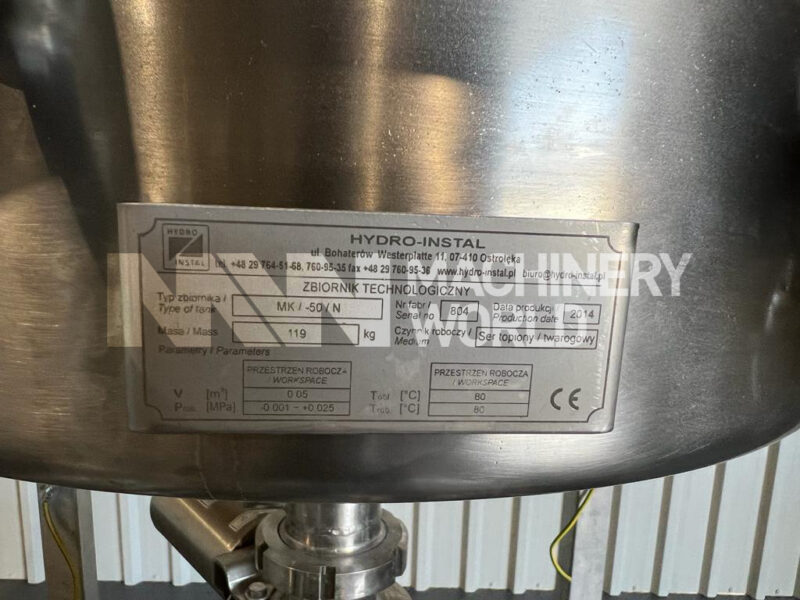 2x 50L (100L) Stainless Jacketed & Insulated Process Twin Tank with Scraped Surface Mixer (Year 2014) - Image 9