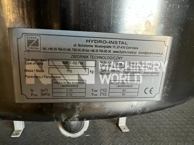 2x 50L (100L) Stainless Jacketed & Insulated Process Twin Tank with Scraped Surface Mixer (Year 2014) - Image 8