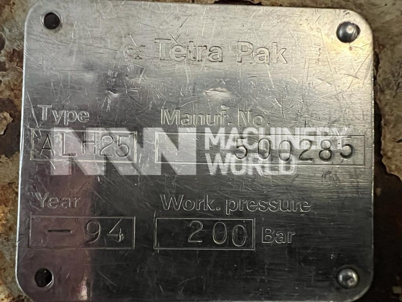 10,000 LPH Tetra Pak ALH25 (200 Bar) Homogeniser - Image 5
