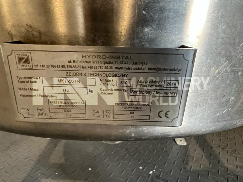 50 Ltr Stainless Insulated Process Tank with Scraped Surface Mixer - Image 7