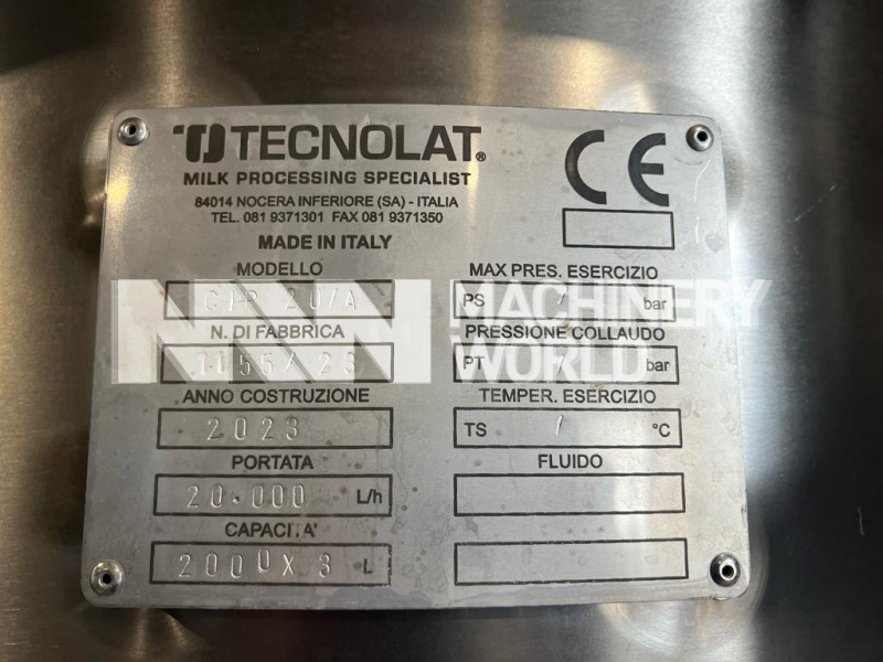 20,000 LPH Tecnolat 3-Tank (2,000L) & 1-Channel Automatic CIP System Plant - NEW - Image 11