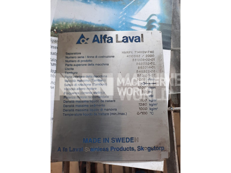 20,000 LPH Alfa Laval Tetra Pak HMRPX 714 HGV 74C Milk Cream Separator - Image 7