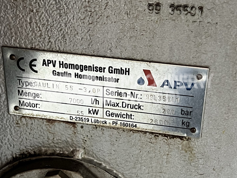 7,000 LPH APV Gaulin 55-3,0 P (200 Bar) Homogeniser - Image 7