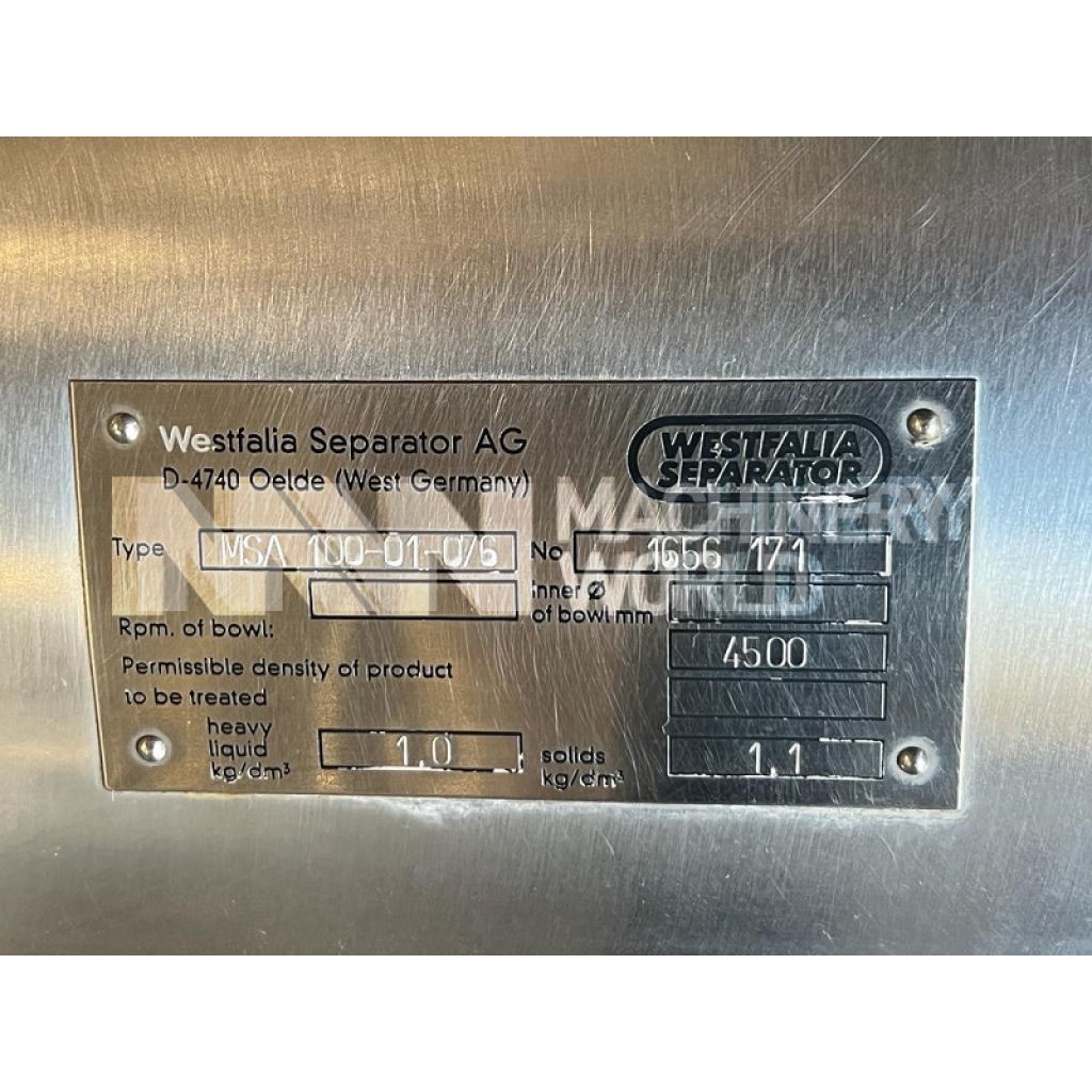 12,000 LPH GEA Westfalia MSA 100-01-076 Milk Cream Separator - Image 5
