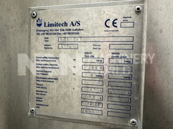 Limitech 500 Ltr Limitech BMK747 Universal High Shear Turbo Mixer (Year 2008 ...