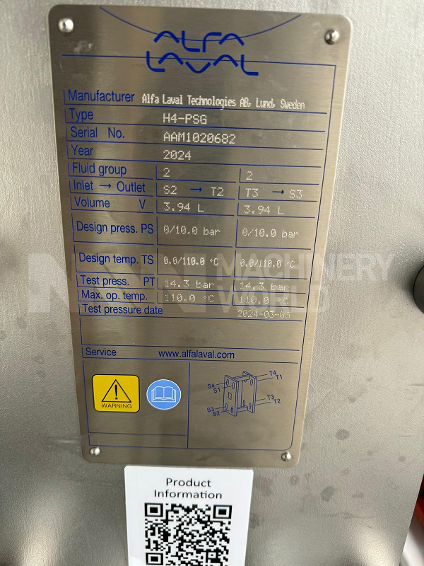500 LPH Alfa Laval H4-PSG Cream Cooler Heat Exchanger Skid (Year 2024) - Image 6