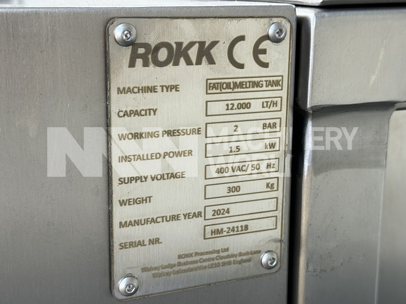 500 Ltr ROKK RMELT-500 Jacketed Frozen Fat Butter Batch Melter (Brand New) - Image 8