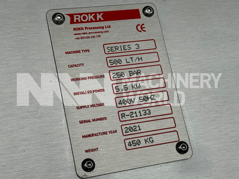 500 LPH ROKK 3-Series (250 Bar) & 2-Stage Homogeniser (Year 2021) - Image 6