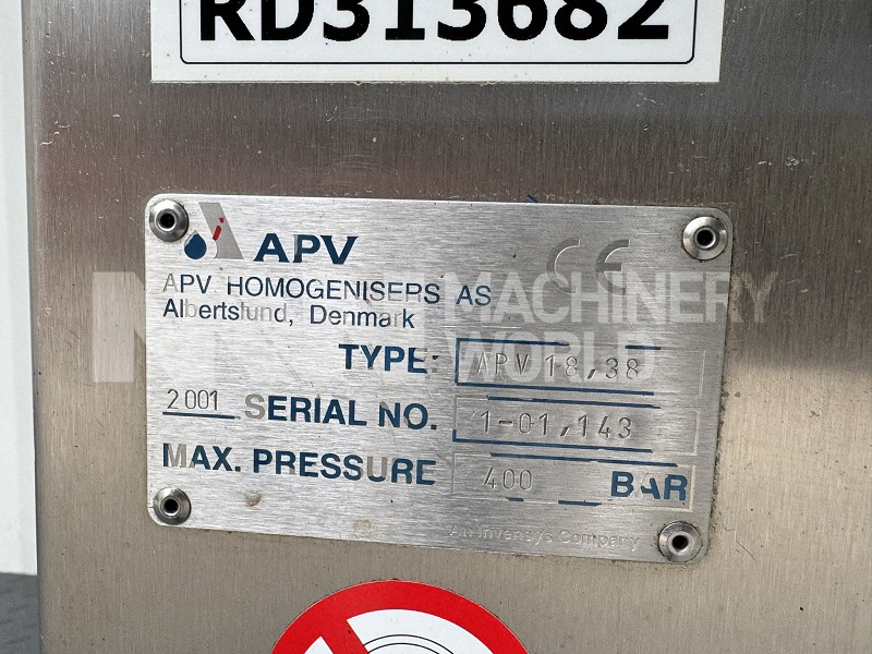450 LPH APV Type 18.38 (400 Bar) High Pressure Homogeniser - Image 9
