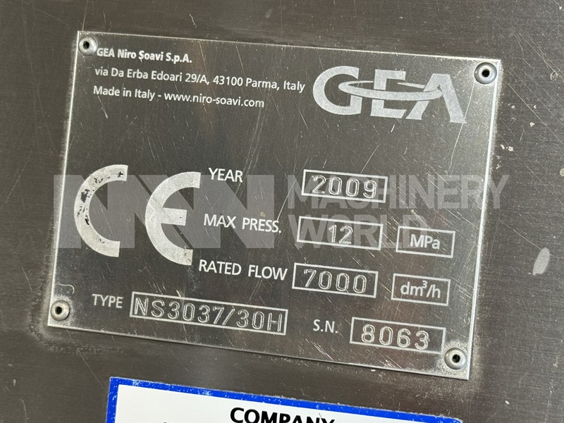 7,000 LPH GEA Niro Soavi NS3037/30H (120 Bar) High Pressure Pump Homogeniser (Year 2009) - Image 10