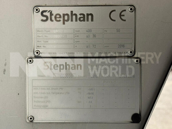 Stephan UM130 Double Jacketed Universal Process Mixer (Year 2016 ...