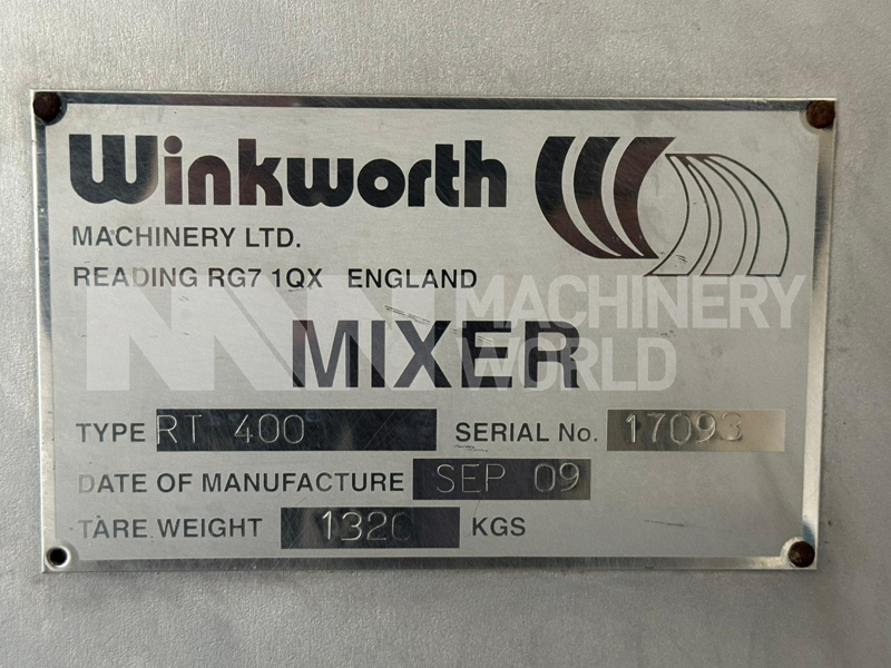 400L Winkworth RT400 Double Jacketed Horizontal Ploughshare T-Arm Mixer (Year 2009) - Image 11