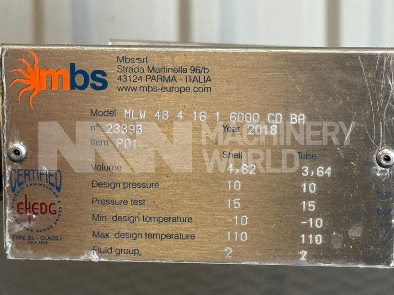 MBS MLW Multitube Corrugated Shell-in-Tube Tubular Heat Exchanger (Year 2018) - Image 7