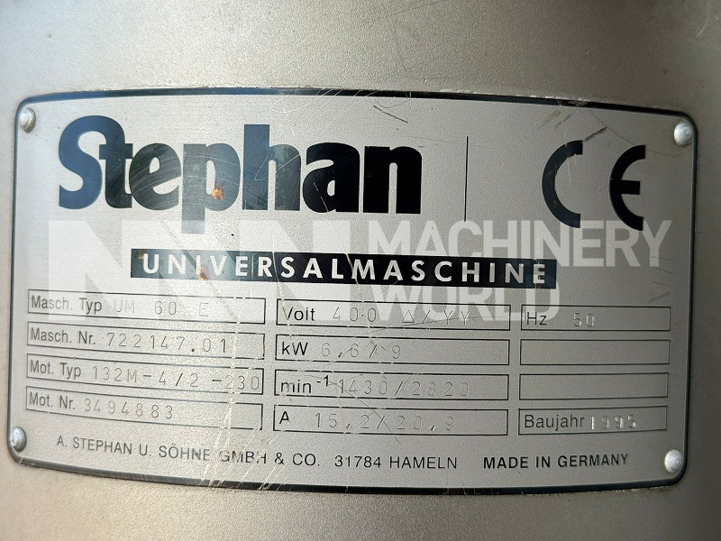 Stephan UM60E Double Jacketed Universal Vacuum Process Mixer - Image 6
