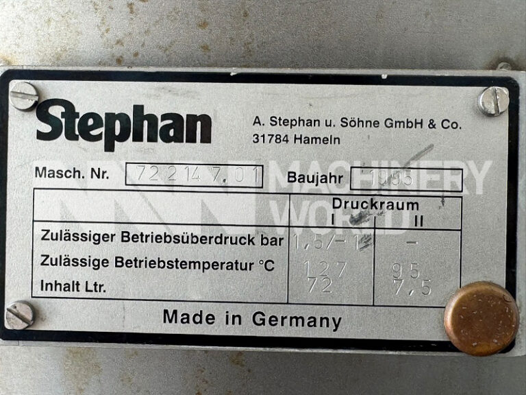 Stephan UM60E Double Jacketed Universal Vacuum Process Mixer ...