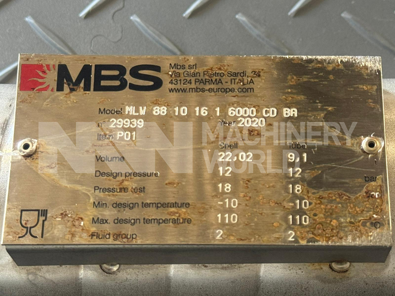 MBS MLW88 Corrugated Shell-In-Tube Tubular Heat Exchanger (Year 2020) - Image 7