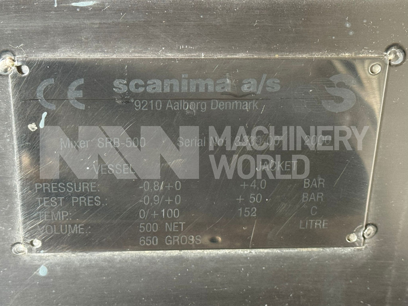 500 Ltr Scanima SRB500 Jacketed Vacuum Rated Universal High Shear Mixer - Image 9