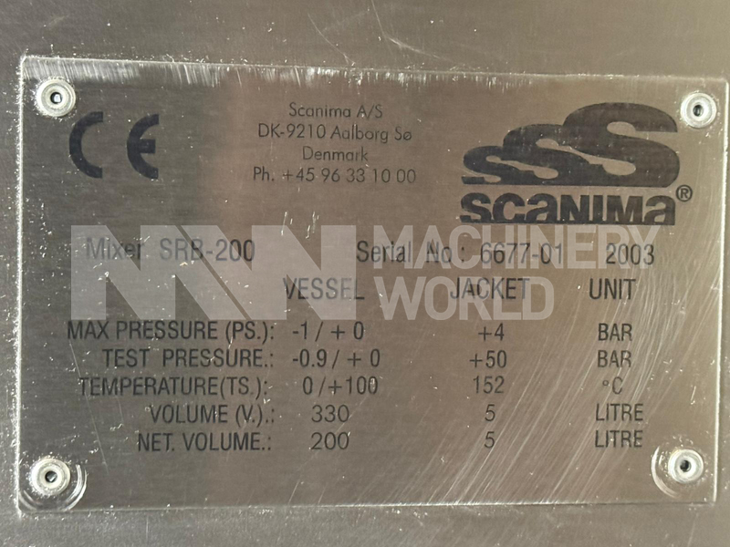 200 Ltr Scanima SRB200 Jacketed Vacuum Rated Universal High Shear Mixer with Direct Steam Injection - Image 12
