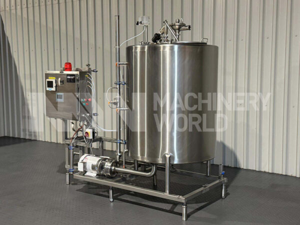 750 Litre Single CIP Cold Wash Tank with 3HP Centrifugal Pump mounted on Skid