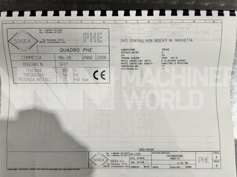 10,000 LPH Cheese Milk Skid Mounted Pasteuriser Plant for Cheese Production (Year 2008) - Image 8