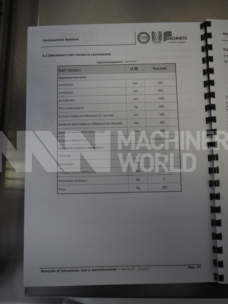 Used Facchinetti LPR01 Round Cheese Portion Cutting Machine (Year 2016) - Image 14