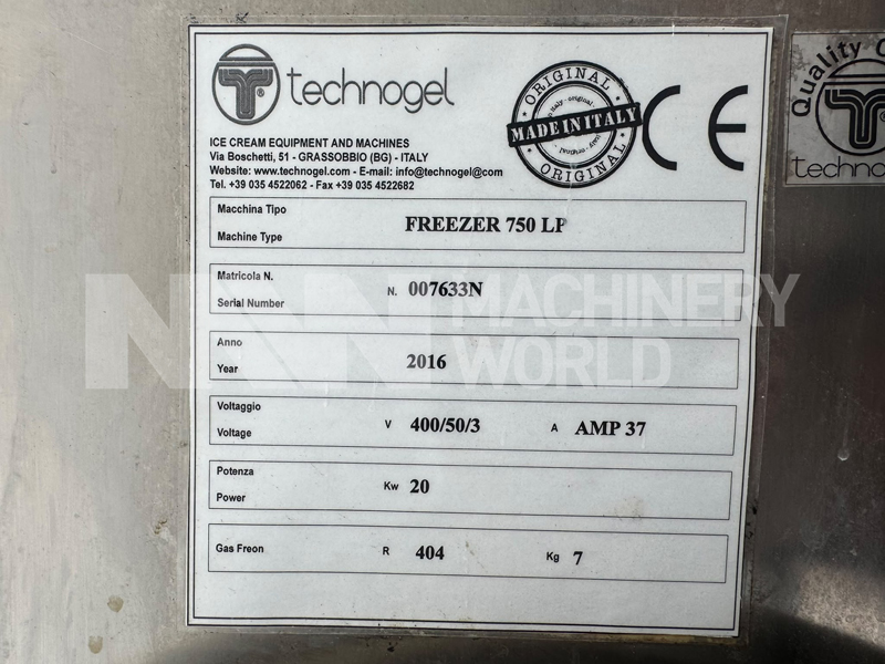 Technogel Explorer 750 Ice Cream Continuous Freezer (Year 2016) - Image 7