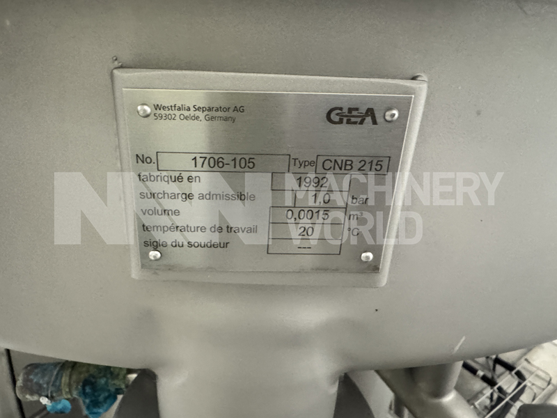 25,000 LPH GEA Westfalia CNB 215-01-076 Bactofuge Centrifuge Separator - Image 8