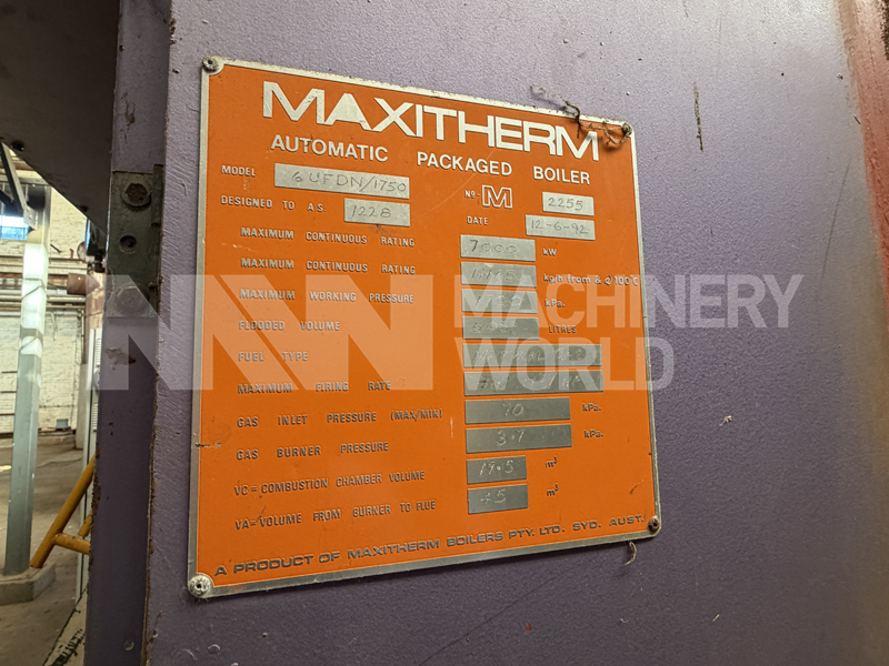 Maxitherm 7.5MW 17.5 Bar Natural Gas Fired Industrial Steam Boiler with Economiser (YOM 1992) - Image 10