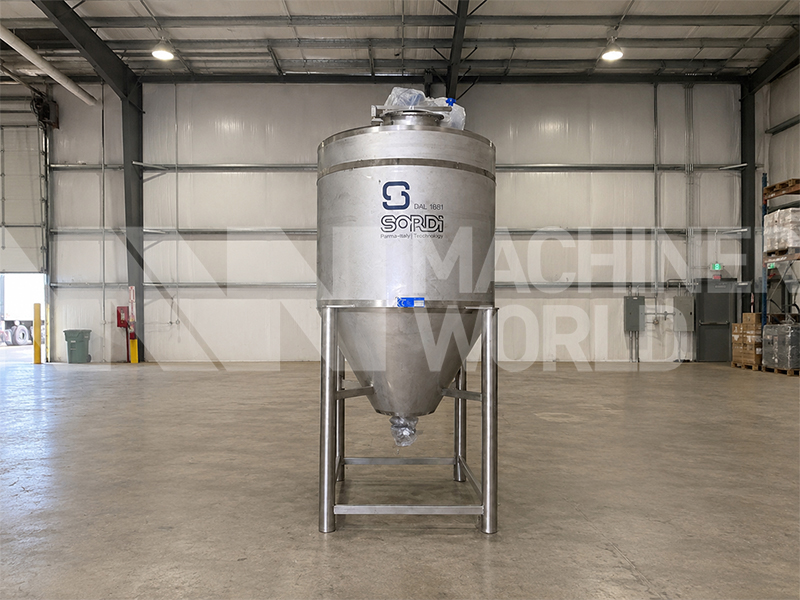 2,500 Ltr Sordi 316 Grade Stainless Steel Jacketed Tank with Sharp Conical Bottom and Scraped Surface Mixer (Year 2022 - NEVER USED)
