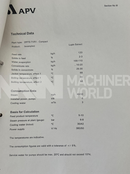 120kg per hour APV 2FFTE-TVR1 Pilot Compact Evaporator Plant (SPARINGLY USED) - Image 17