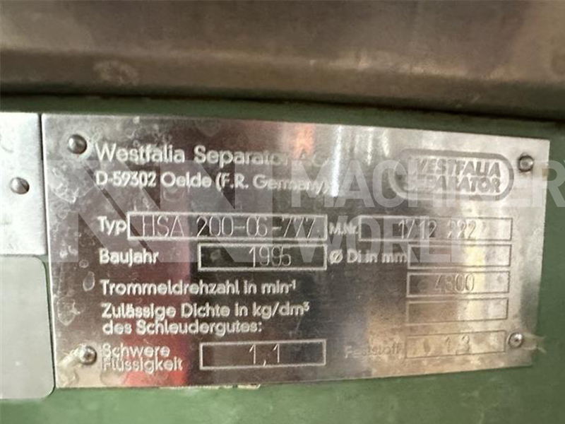 Up to 60,000 LPH GEA Westfalia HSA 200-06-777 Clarifier - Image 4